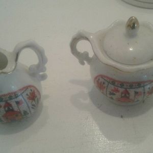 Enesco Japan Mini Creamer & Sugar Bowl Lid Set